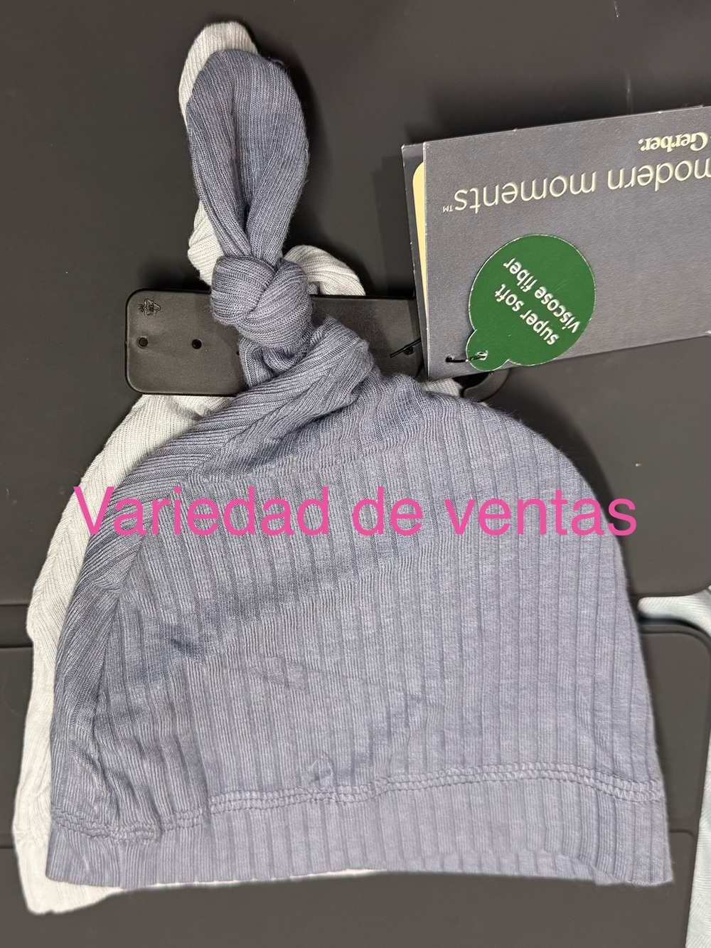 Women’s Knot-Top Ribbed Sleep Cap - Light Gray